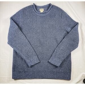 LL Bean Roll Neck Fisherman Sweater Mens L Marled Cotton Oarsman Knit